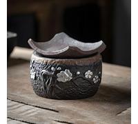 Brûleur d'huiles essentielles en céramique for aromathérapie, kit d'encens Zen Fait Main avec Bougie Chauffe-Plat, for la méditation, la Relaxation, Le Bureau et la Chambre.(C)