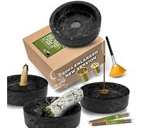 Bruleur Encens Porte Encens Baton - Marbre Naturel Porte Encens Mis à Jour Extra Large pour Palo Santo Encens Cone avec Encens Baton comme Cadeaux (Gris Noir)