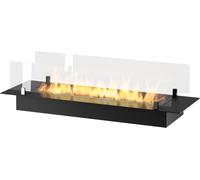 Brûleur insert bioéthanol 100cm en inox noir, à encastrer ou à poser, 3 litres avec verres inclus
