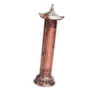Brûleurs d ' encens Creux verticaux avec Sutras du cœur, Red Copper | Cylindre vertical creux en alliage antique avec base stable pour les méditations à domicile et les décorations de