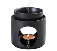 Brûleurs Parfum Céramique Noir, Diffuseur Huile Essentielle, Brule Arômes Amovible avec Photophore, Brûleur Essence Bougie H 11 cm x l 9.5 cm, Diffuseure Cire Parfumée pour Lire Yoga, Living, Room