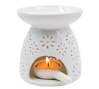 Brûleurs Parfumé Fondant, Brûleur en Céramique pour Cire et Huiles Essentielles à Bougie Chauffe Plat, Diffuseur d’Arômes avec Découpes Lumineuses, Décoration Maison Chambre