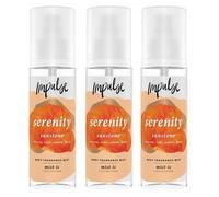 Impulse Body Fragrance Mist Serenity With Ginger & Earthy Musk Scent 150ml, 3 Pack