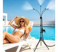 Brume de pulvérisation sur pied pour terrasse - Refroidissement réglable - Nébuliseur d'eau rotatif à 360° - Avec buses et support en laiton - Kit de refroidissement pour jardin, piscine, patio et