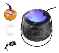 Brumisateur chaudron de citrouille d'Halloween avec 12 lumières LED à changement de couleur pour Halloween, maison, extérieur, porche, décorations de fête, seau à feu rouge Tgz577 (B, 20 cm)