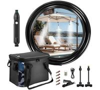 Brumisateur portable de 7,9 m pour terrasse extérieure - Brumisateurs d'extérieur pour refroidissement de terrasse, système de brumisation portable avec pompe à eau de 4 500 mAh, seau de 20 L, 8 buses