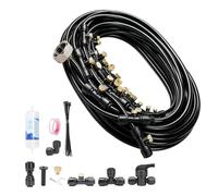 Brumisateur Terrasse Exterieur, Kit d’Irrigation Système de Brumisateur Extérieur 24M Buses de Brume avec Joint en T, Kit de Tuyau Brumisateur par Brume pour Jardin Parasols