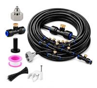 Brumisateur Terrasse Exterieur Kit D’Irrigation Système De Brumisateur | Fonctionnant sans électricité, dotées d’un raccord T à montage simple et rapide,Le tuyau flexible est traité anti-UV de haute