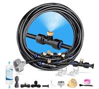 Brumisateur Terrasse Extérieur, Système de Refroidissement par Brumisation, Système d'irrigation Jardin Kit avec Buse et Adaptateur en Laiton, pour Jardin, Patio, Pelouse (10m)