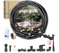 Brumisateur Terrasse, Tuyau Brumisateur Extérieur 10/18M avec Buses de Brume et Raccords, Kit Brumisateur eau Terrasse avec Filtre à Eau pour Jardin, Pergola, Parasol et Serre (10m)