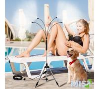 Chtoocy Brumisateurs sur pied pour terrasse extérieure avec tube élévateur réglable - 4 buses en laiton système de refroidissement pour barbecue, terrasse, piscine, patio extérieur, animaux de