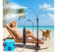 Brumisateurs debout pour terrasse extérieure, système de brumisation réglable en hauteur de 1,5 m avec pompe à eau rechargeable et seau portable, pas besoin de robinet, brumisateur de refroidissement