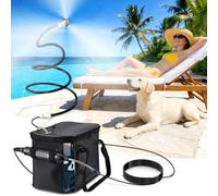 Brumisateurs portables pour terrasse extérieure, brumisateur d'eau de refroidissement extérieur avec brume fine à 3 voies, pompe à eau, seau de 20 L, tuyau de 2,9 m et support de brume Cobra de 2,7 m