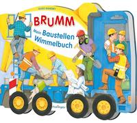 BRUMM, Mein Baustellen-Wimmelbuch: Bagger, Kran und Betonmischer, Kinderbuch mit beweglichen Rädern ab 3 Jahren