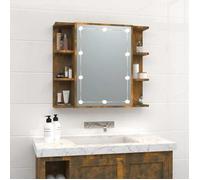 Brun Armoire/Cabinet/Placard - SARAZYJ - à miroir avec LED - Chêne fumé 70x16,5x60 cm LL1515