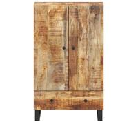 Brun Armoire haute - SOLOMOON - BUFFET DE SALON - avec tiroir 60x33x100cm bois massif manguier et fer FR3337
