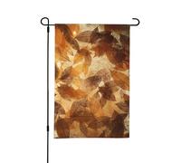 Brun beige feuilles d'or lin d'automne,Drapeau de jardin décoratif double face pour intérieur et extérieur, 30 x 45 cm