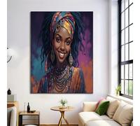 Brun Belles Femmes Impressions Sur Toile Sans Cadre Pour Chambre D'Enfant Fille Ou Garçon,Chambre Posters Décoratifs Muraux,Personnalités Africaines Décoration Murale 60X90Cm