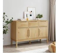 Brun Buffet de rangement - SOLOMOON - Commode salon - FLORO marron cire 114x43x74 cm - bois massif de pin FR4645