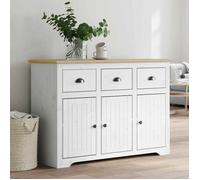 Brun Buffet de rangement - Vitrine bahut - armoire console Pour cuisine, BODO blanc et marron 115,5 x 44 x 80cm - Bois massif de