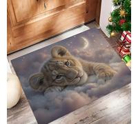 Brun Clair Paillasson pour Extérieur et Intérieur - Petit Lion du Ciel Étoilé Welcome Tapis - 40 x 60 cm Tapis de Propreté Antidérapant pour Porte de Maison et Patio