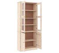 Brun Commode Salon, CHIC Vitrine en verre ALTA 77x35x186,5 cm bois de pin massif N17325