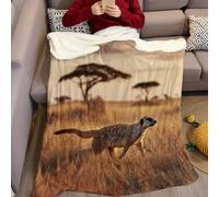 Brun Couverture 200 x 220 cm Mangouste des steppes Plaid Polaire Flanelle Super Chaude Confortable Douce et Légère Couvertures pour Lit Canapé Camping Voyage