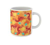 Brun Du Sud-Ouest De Kokopelli Trickster Dans Le Sud-Ouest Aztèque Orange Mug Céramique Tasse À Thé Drôle Tasse À Café Idée Cadeau Pour Pâques Anniversaire Noël 330Ml