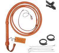 Brun Fouet en Cuir de Kangourou Fouet 16 Tresses Brins Cuir tressé Ventre en Cuir et traversin en Cuir à l'intérieur Fouet craquant Fort pour Les Sports équestres (10 Pieds (3 Mètres))