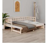 Brun Lit coulissant sans matelas 2x(80x200) cm Bois de pin massif_2 ans garantie 35572