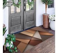 Brun Origami 3D Paillasson Entrée Intérieur 80X120Cm,Conception Abstraite Tapis Lavable en Machine Antidérapant Rugs Moquette Poil Ras Doux pour Chien,Cuisine,Porte Et Couloir
