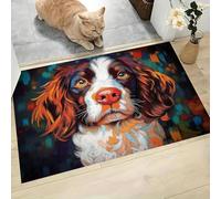 Brun Paillasson pour Extérieur et Intérieur - Portrait d'un Épagneul Springer Anglais Welcome Tapis - 90 x 150 cm Tapis de Propreté Antidérapant pour Porte de Maison et Patio