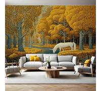 Brun Papier Peint Intissé 200x140 cm Licorne de la jungle d'automne Papier Peint Panoramique Mural Affiche Géante Décoration Murale Photo Salon Chambre D'enfant Décor Fond TV