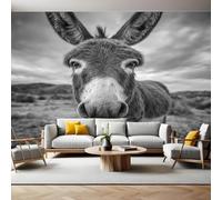 Brun Papier Peint Panoramique Âne animal 3D Trompe L'oeil Moderne Papier Peint 250 x 175 cm Grandes Murales Poster pour Salon, Adulte Chambre d'enfants, Étude Décor