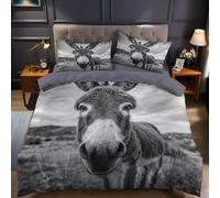 Brun Parure de Lit Âne Animal Microfibre Douce Housse de Couette 160x200 cm avec 2 Taies d'oreiller, Literie pour Adultes et Enfants