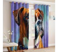 Brun Rideaux Occultants Chambre Enfant Lot de 2 Chien Boxer Animal Thermiques, Anti Froid et Phoniques, Imprimés 3D Opaques avec Œillets 117L X 229H cm