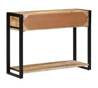 Brun Table console - CLARENCE - Meuble couloir - 100x35x75 cm - bois de manguier massif brut CC569