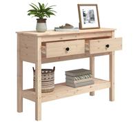 Brun Table console - CLARENCE - Meuble couloir - 100x35x75 cm - Bois massif de pin CC660