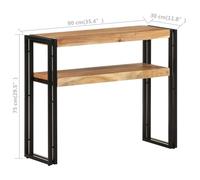 Brun Table console - CLARENCE - Meuble couloir - 90x30x75 cm - Bois d'acacia massif CC372