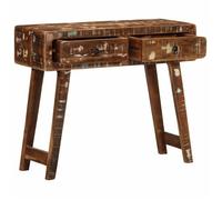 Brun Table console - CLARENCE - Meuble couloir - 90x32x75 cm - bois massif de récupération CC594
