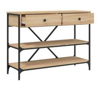 Brun Table console - CLARENCE - Meuble couloir - avec tiroirs - et étagères chêne sonoma CC722