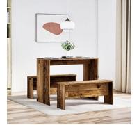 Brun Table de salon et 2 chaises - SWEETY Ensemble table à manger et bancs 3 pcs bois d'ingénierie CL30973522758