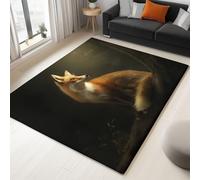 Brun Tapis Animaux Fantastiques Renard Tapis Salon Anti-Slip Lavable À Poils Courts Doux Antidérapant 120 x 180 cm, pour Salon Chambre Cuisine Bureau & Salle À Manger Moquette