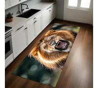 Brun Tapis de Cuisine 60 x 180 cm Lion Antidérapant Lavable Absorbant Devant Évier Tapis Long pour Couloir, Entrée, Salle de Bain