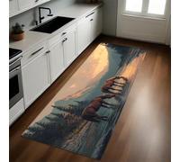 Brun Tapis de Cuisine Animaux Riverside Horse Antidérapant Lavable Devant Évier Long 40 x 120 cm pour Couloir Buanderie Salle à Manger Chambre Cuisine