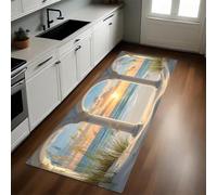 Brun Tapis de Cuisine Arche de Plage Antidérapant 50 x 150 cm Absorbant Doux Devant Évier Tapis de Sol Lavable Salon Chambre