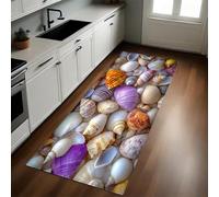Brun Tapis de Cuisine Coquillages et conques de Plage Long Lavable Antidérapant Antifatigue Devant Évier Décoration Paillasson 40 x 120 cm