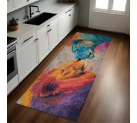 Brun Tapis de Cuisine Deux Lions Long Antidérapant Antifatigue Absorbant Lavable Devant Évier Décoration Maison 40 x 120 cm