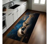 Brun Tapis de Cuisine Paresseux du Ciel étoilé Antidérapant 50 x 150 cm Absorbant Doux Devant Évier Tapis de Sol Lavable Salon Chambre
