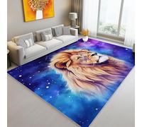 Brun Tapis de Sol Décoration Moderne, Lavable Tapis Imprimé à Poils Courts Mystérieux Aquarelle Lion, Doux Moquette pour Chambre Antidérapant, 60 x 110 cm